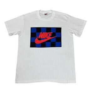 VTG 80s Nike John McEnroe Checker Logo Tennis T Shirt Challenge Court Men's L